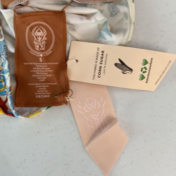 We Are Hah Free People All Tied Up Reversible Lemon Print Swim Top Tie Front - Picture 8 of 14